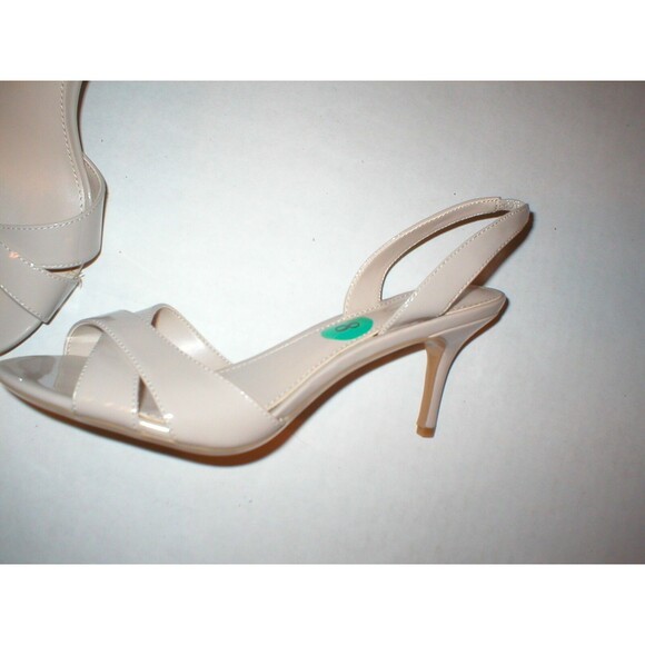New Womens Calvin Klein Slingbacks Beige Heels Open Toe 9.5 Patent Taupe Nude - Picture 3 of 5